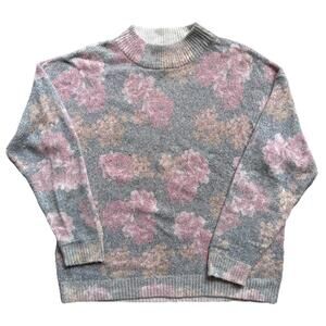 VTG 80s Sheridan‎ Square Grannycore Floral Knit Sweater Cottage L Silk/Angora